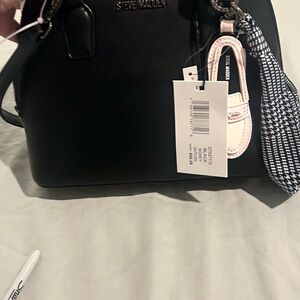 Steve Madden Black Satchel with Houndstooth Accent